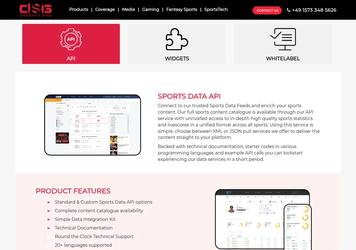 Data Sports Group official technical or coverage page