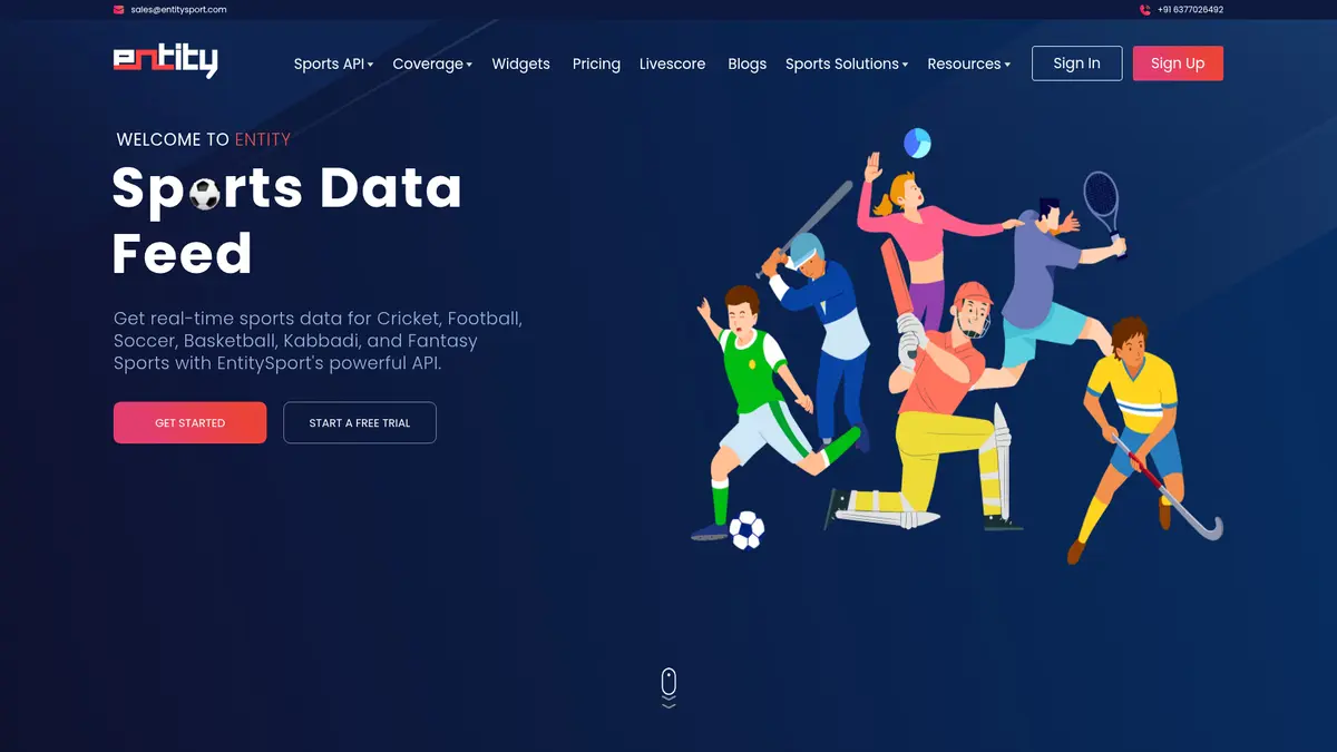 EntitySport official sports data feed homepage