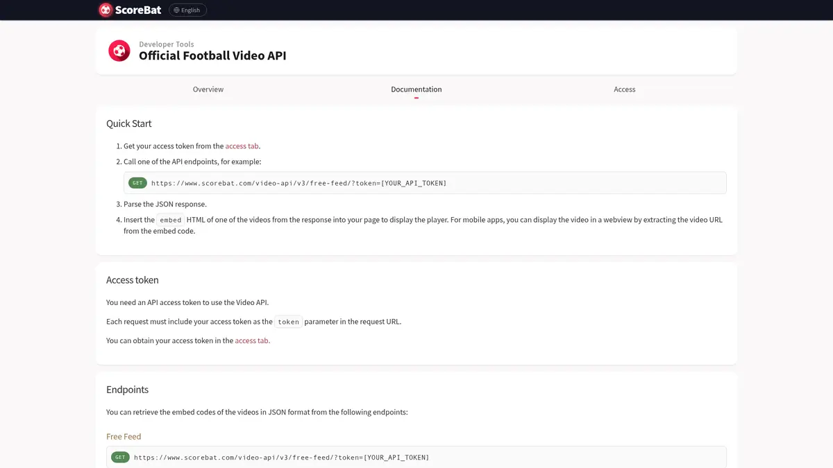 ScoreBat official documentation page